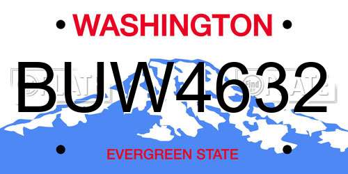 BUW4632 Washington License Plate