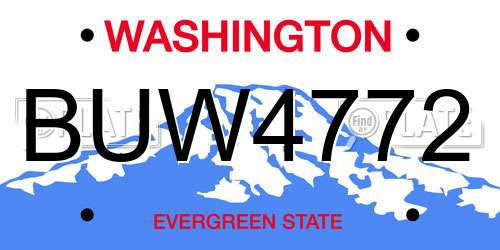 BUW4772 Washington License Plate