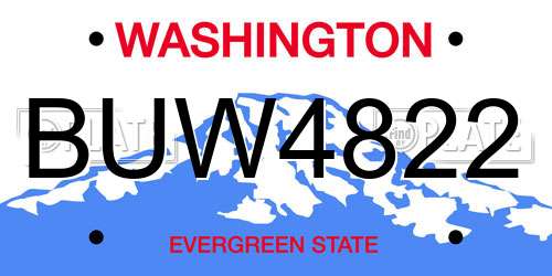 BUW4822 Washington License Plate