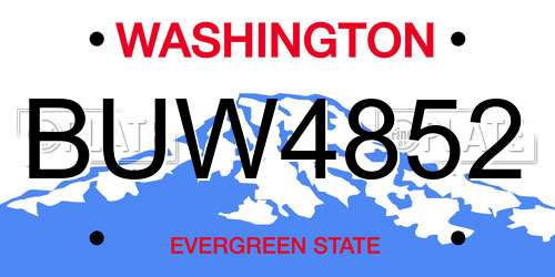 BUW4852 Washington License Plate