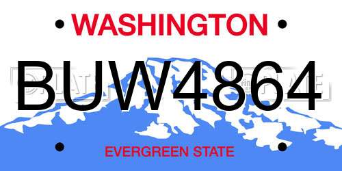 BUW4864 Washington License Plate