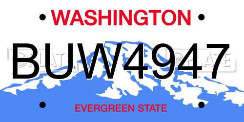 BUW4947 Washington License Plate