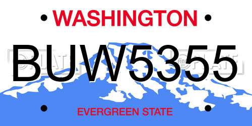 BUW5355 Washington License Plate