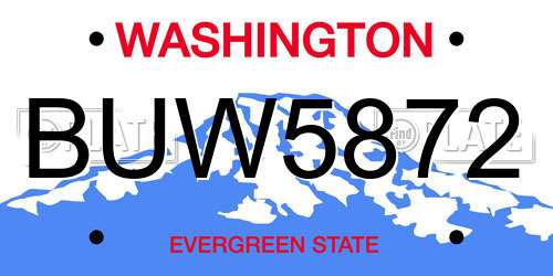 BUW5872 Washington License Plate