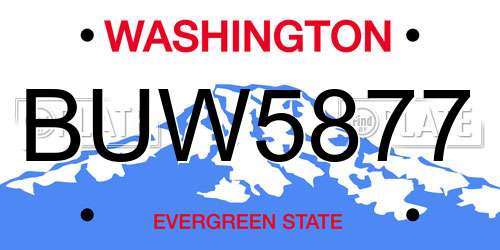 BUW5877 Washington License Plate