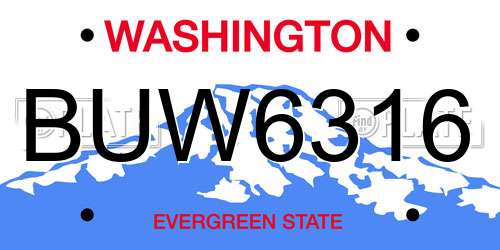 BUW6316 Washington License Plate