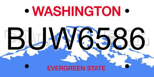 BUW6586 Washington License Plate