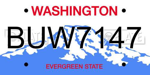 BUW7147 Washington License Plate