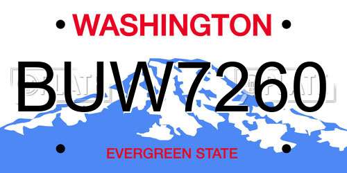 BUW7260 Washington License Plate