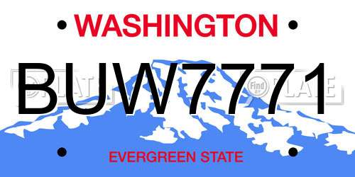 BUW7771 Washington License Plate