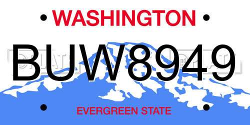 BUW8949 Washington License Plate