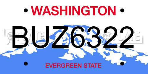 BUZ6322 Washington License Plate