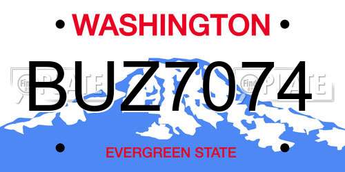BUZ7074 Washington License Plate