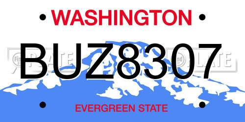 BUZ8307 Washington License Plate