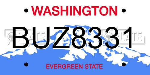 BUZ8331 Washington License Plate