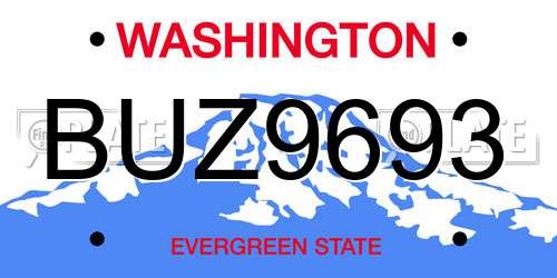 BUZ9693 Washington License Plate