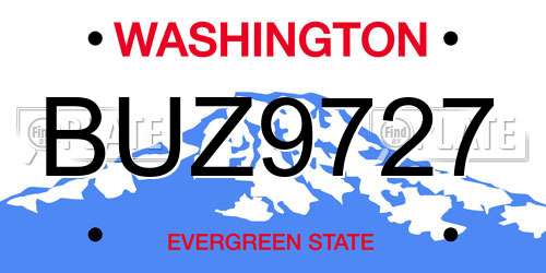 BUZ9727 Washington License Plate
