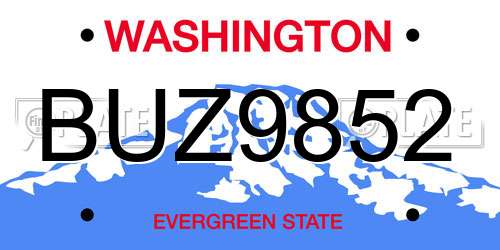 BUZ9852 Washington License Plate
