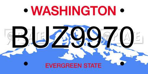 BUZ9970 Washington License Plate