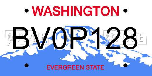 BV0P128 Washington License Plate