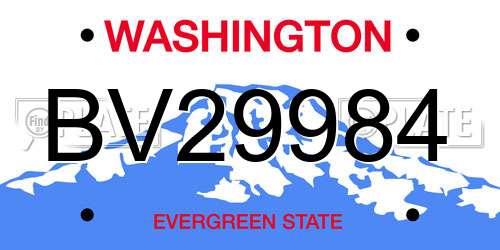 BV29984 Washington License Plate