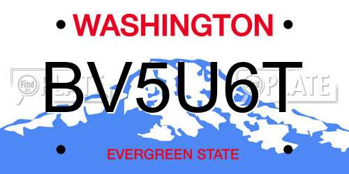 BV5U6T Washington License Plate