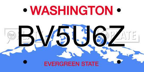 BV5U6Z Washington License Plate