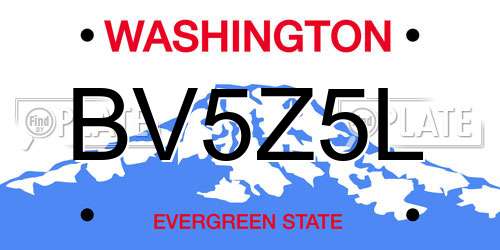 BV5Z5L Washington License Plate