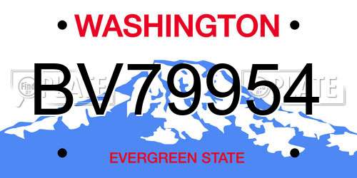 BV79954 Washington License Plate