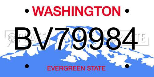 BV79984 Washington License Plate