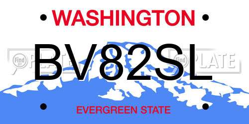 BV82SL Washington License Plate