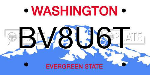 BV8U6T Washington License Plate