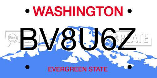 BV8U6Z Washington License Plate