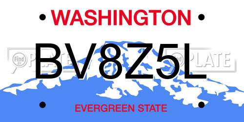 BV8Z5L Washington License Plate