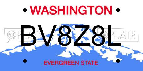 BV8Z8L Washington License Plate