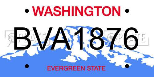 BVA1876 Washington License Plate