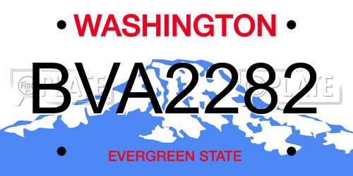BVA2282 Washington License Plate