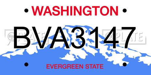 BVA3147 Washington License Plate
