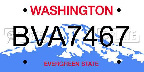 BVA7467 Washington License Plate