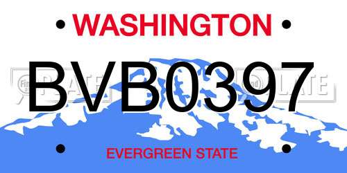 BVB0397 Washington License Plate
