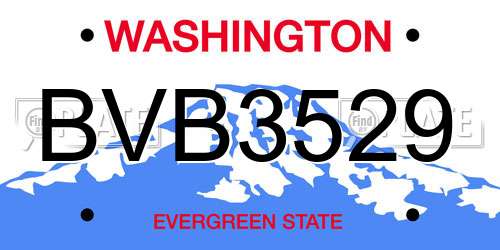 BVB3529 Washington License Plate