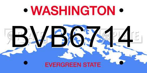 BVB6714 Washington License Plate