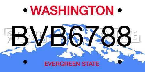 BVB6788 Washington License Plate