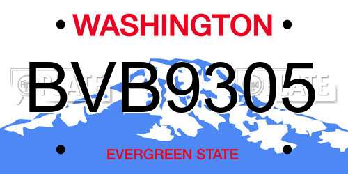 BVB9305 Washington License Plate