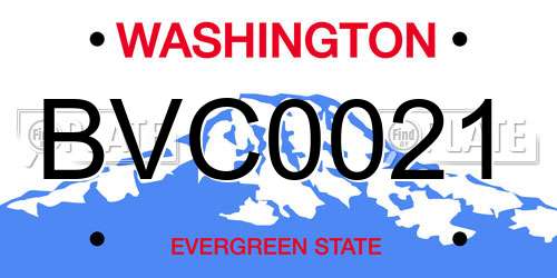 BVC0021 Washington License Plate