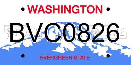 BVC0826 Washington License Plate