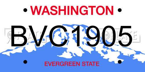 BVC1905 Washington License Plate