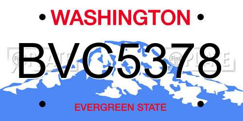 BVC5378 Washington License Plate