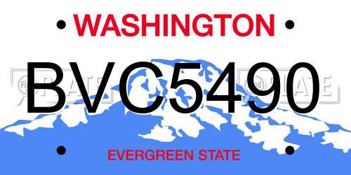 BVC5490 Washington License Plate