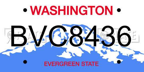 BVC8436 Washington License Plate